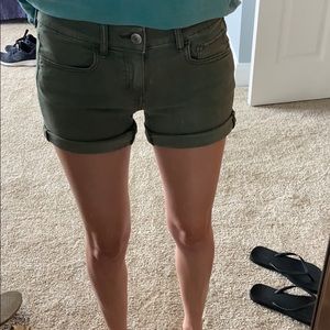 Green jean shorts